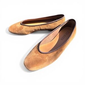 Steve Madden Suede Pipa Ballet Flats in Tan with Brown Trim size 6
